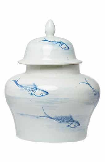 Koi Porcelain Lidded Jar