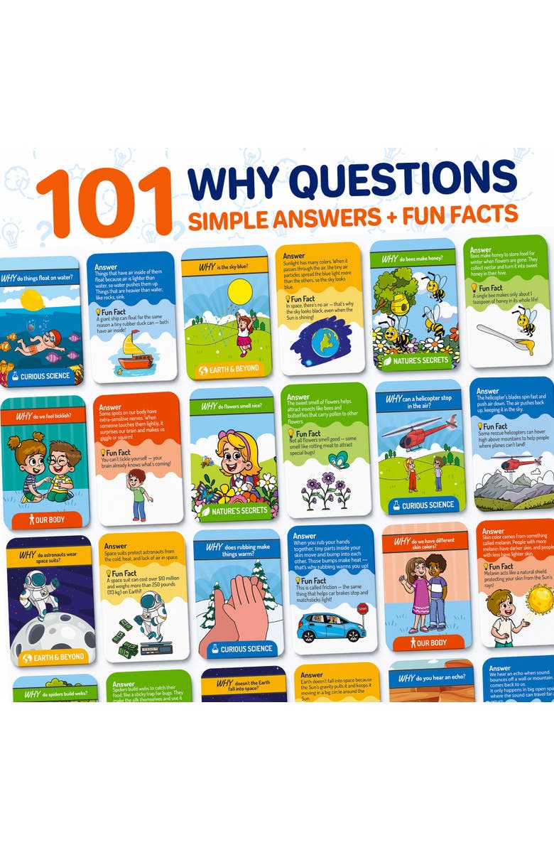 Quokka Why Questions Flashcards for Kids, Alternate, color, 101 Why Flashcards