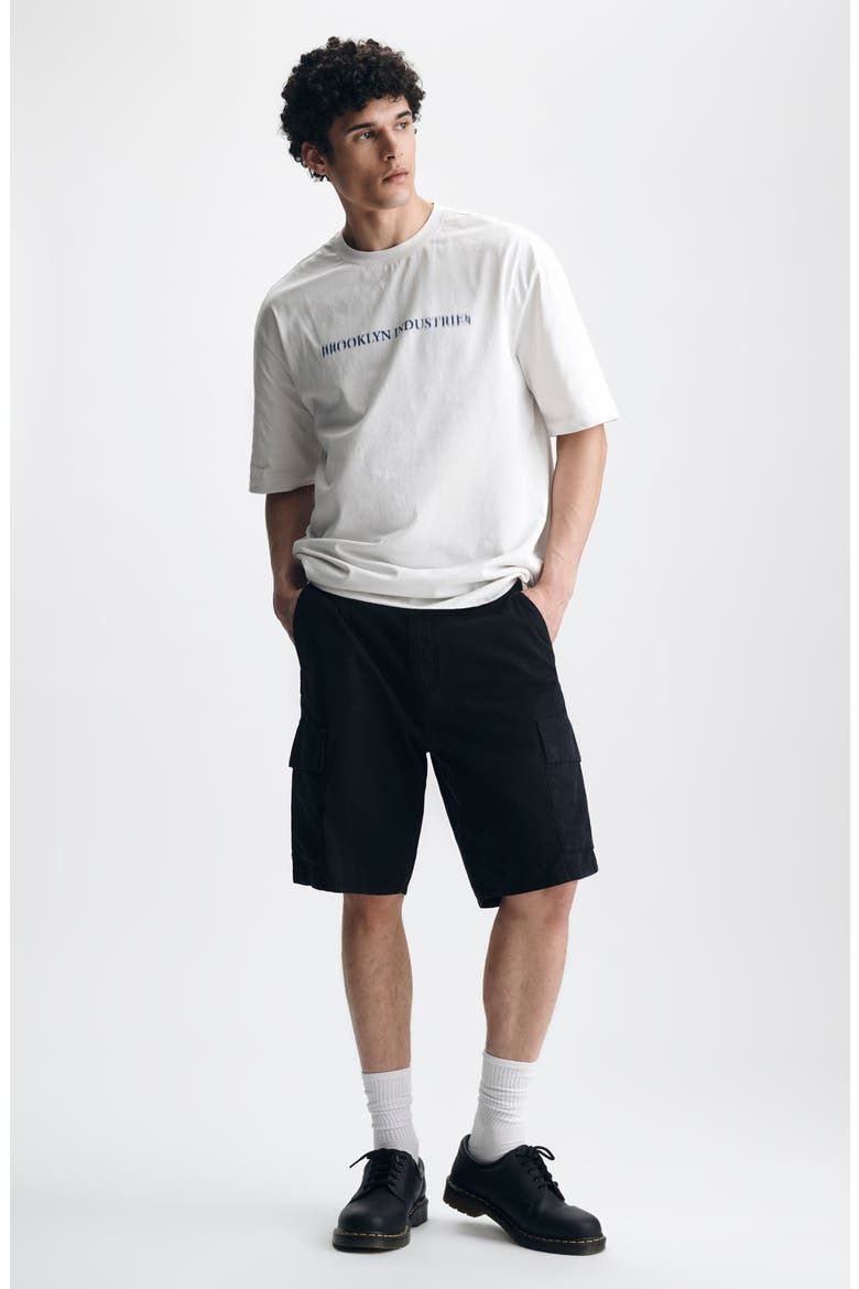 Graham Straight Leg Cotton Cargo Shorts, Alternate, color, BLACK COLORED RIPST
