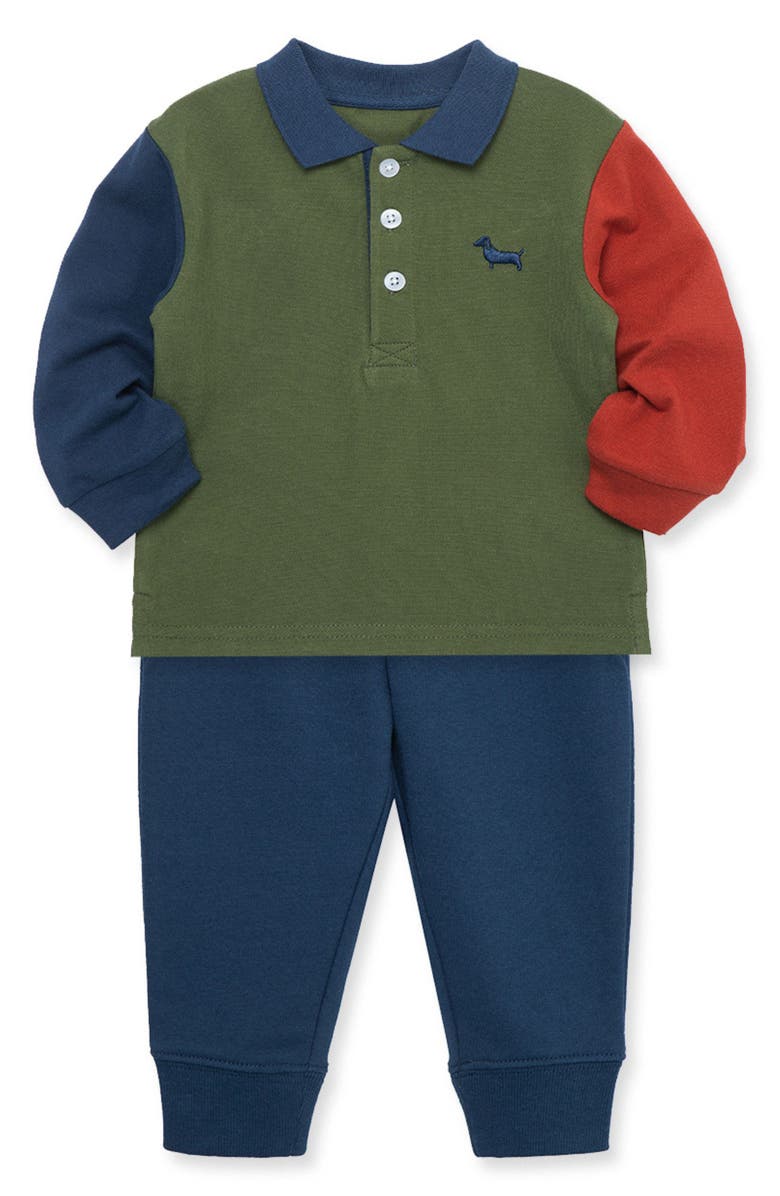Little Me Coloblock Polo Shirt & Joggers Set, Alternate, color,