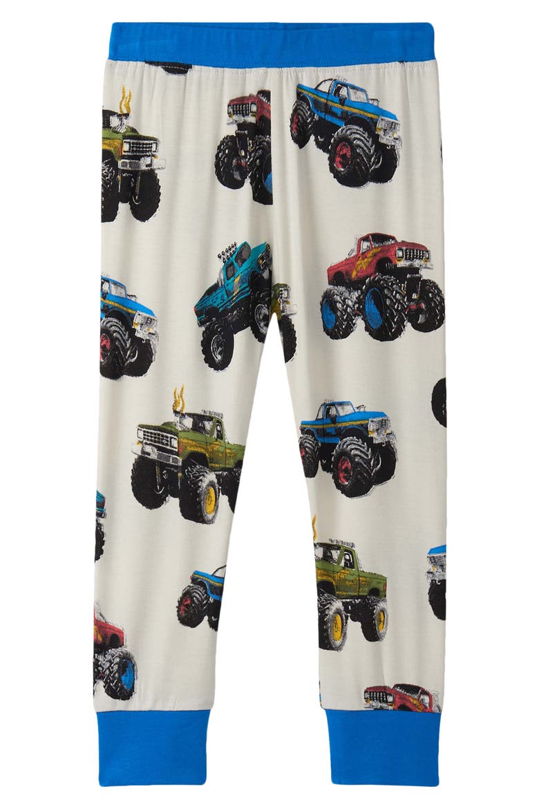 Kids' Mega Monster Truck Fitted Two-Piece Pajamas, Alternate, color, NATURAL