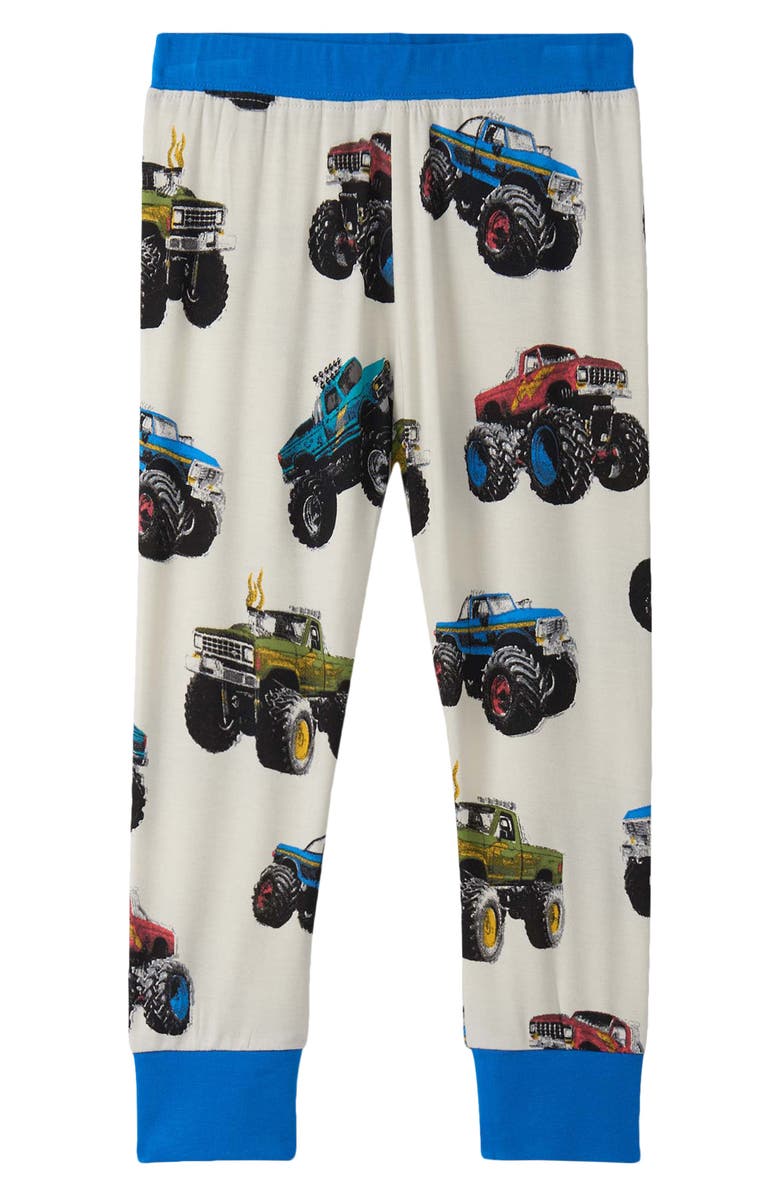 Hatley Kids' Mega Monster Truck Fitted Two-Piece Pajamas, Alternate, color, Natural