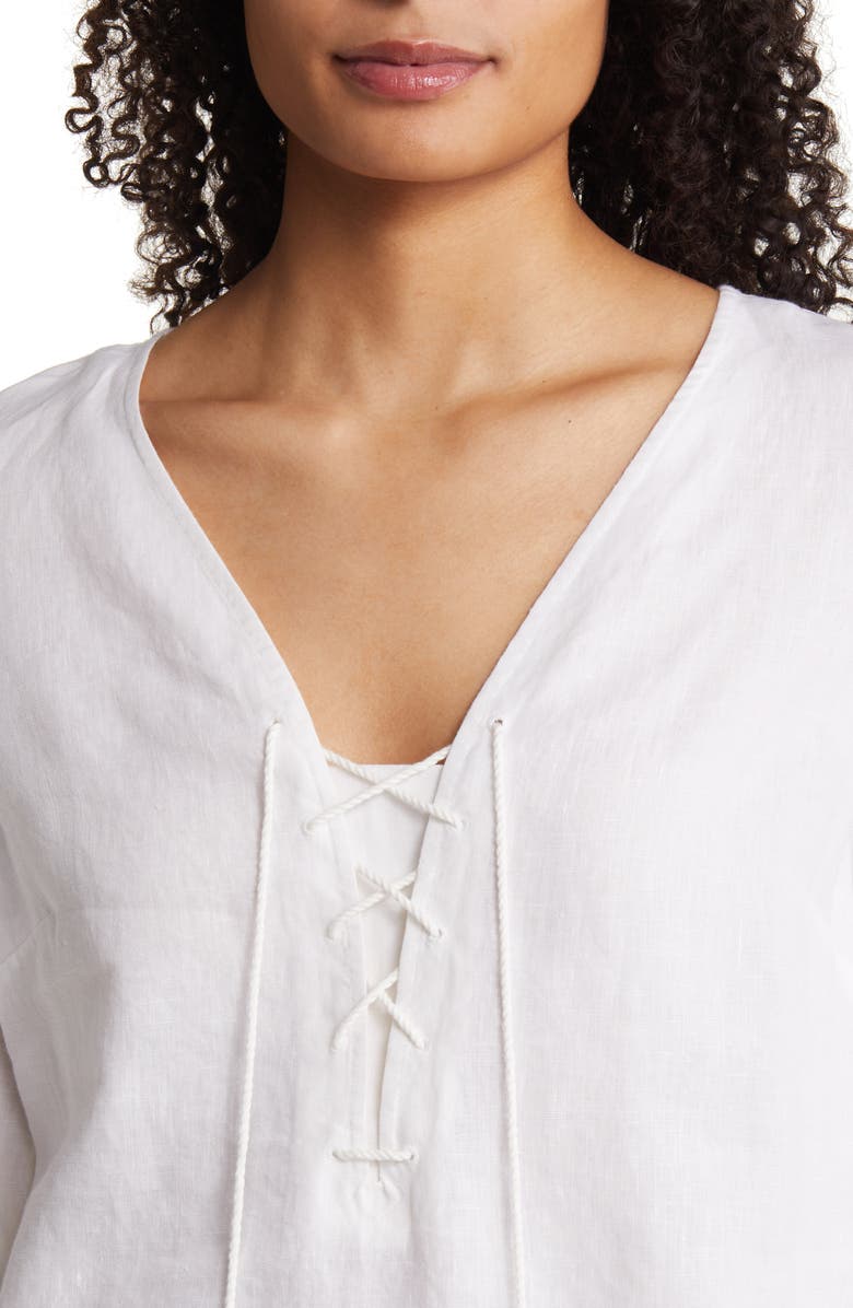 Tommy Bahama Costalina Lace-Up Linen Tunic, Alternate, color, 