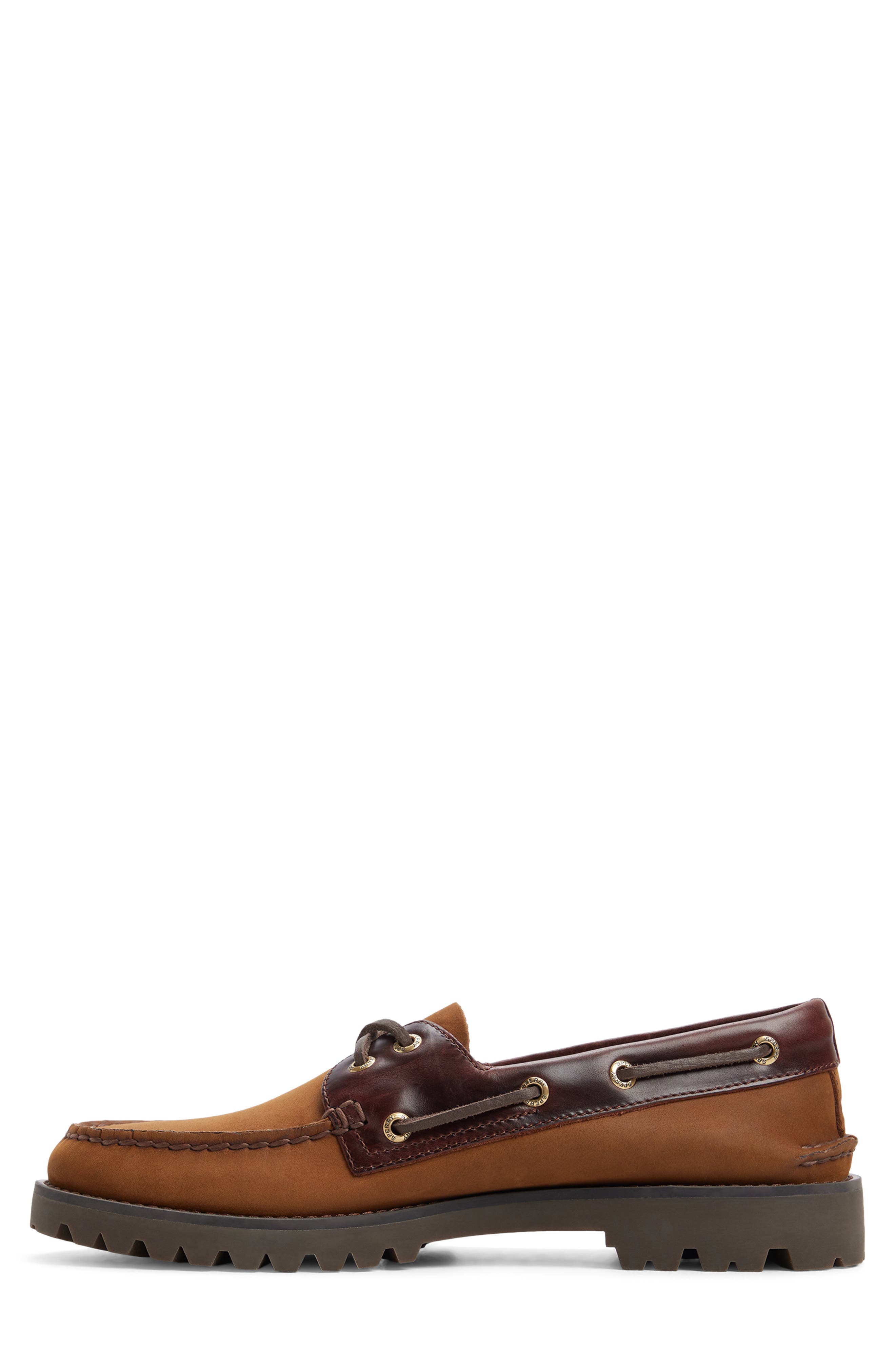 Authentic Original 2-Eye Lug Leather Boat Shoe, Alternate, color, OTHER BROWN