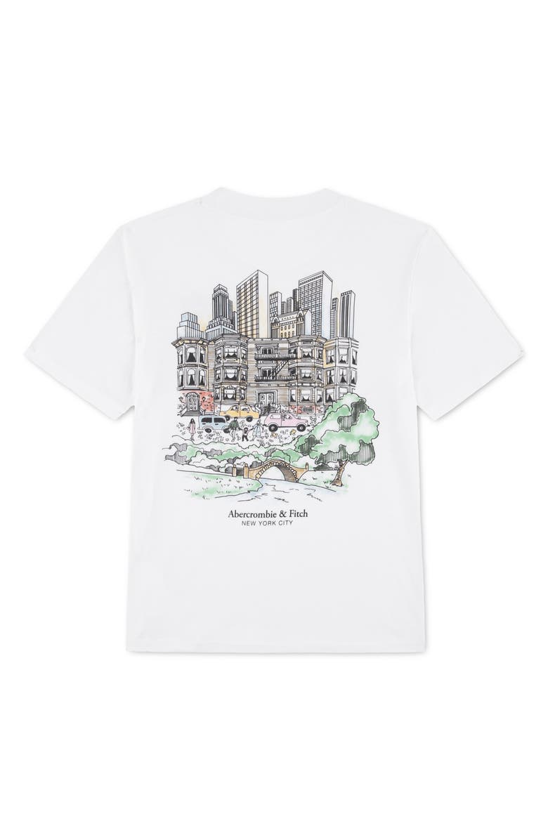 abercrombie kids Kids' NYC Sketch Graphic T-Shirt, Alternate, color, Bright White