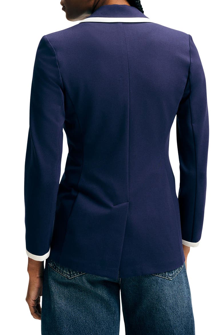 Ponte Knit Double Breasted Blazer, Alternate, color, NAVY/ WHITE
