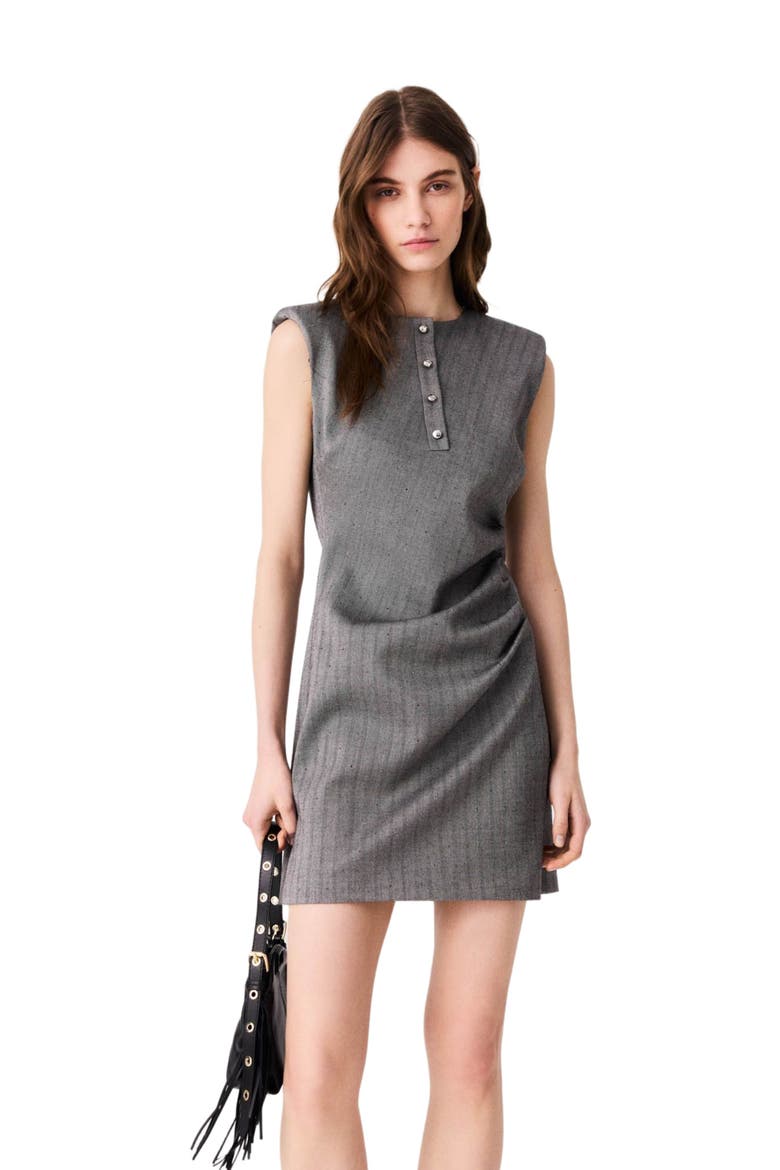 Short rhinestone tailored dress, Alternate, color, Grey