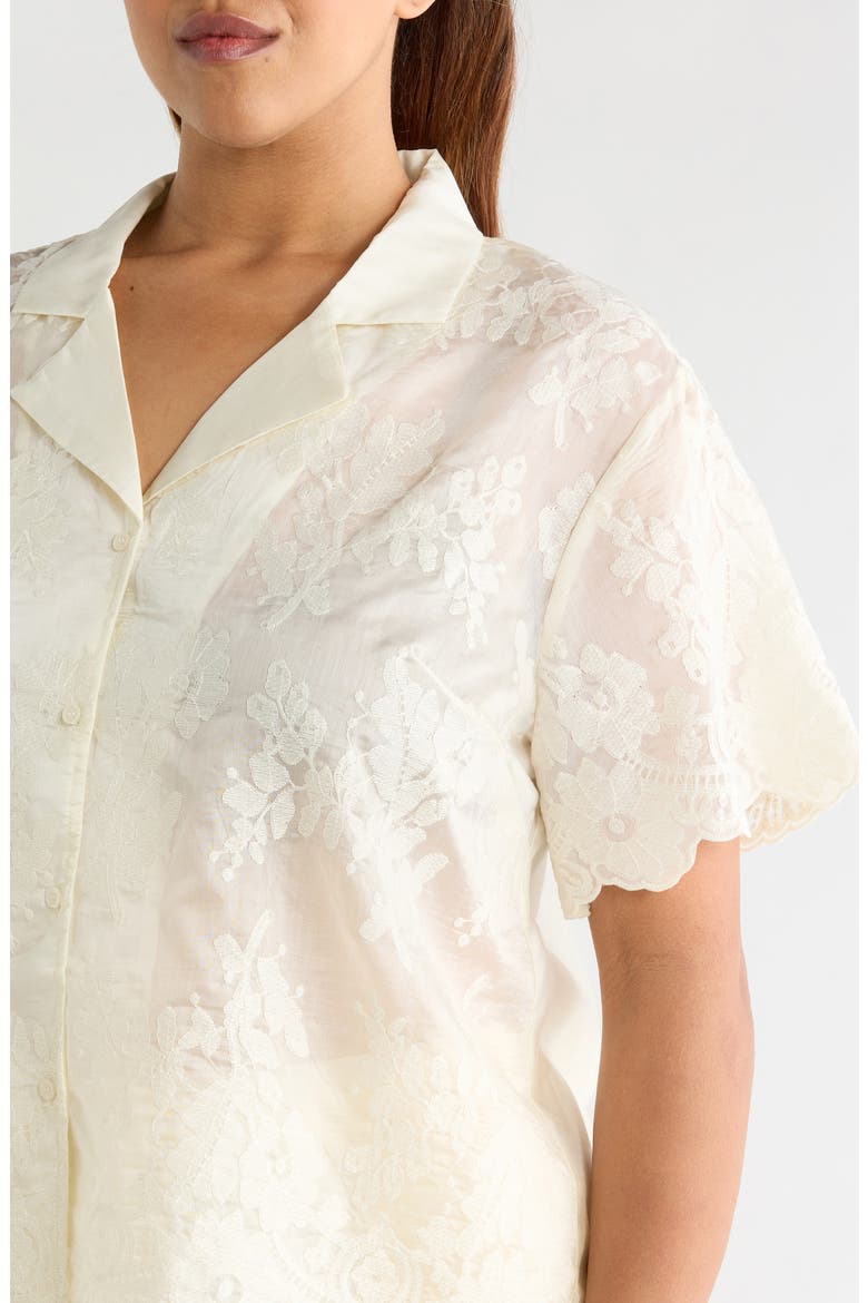 Scallop Hem Lace Button-Up Shirt, Alternate, color, NEW IVORY
