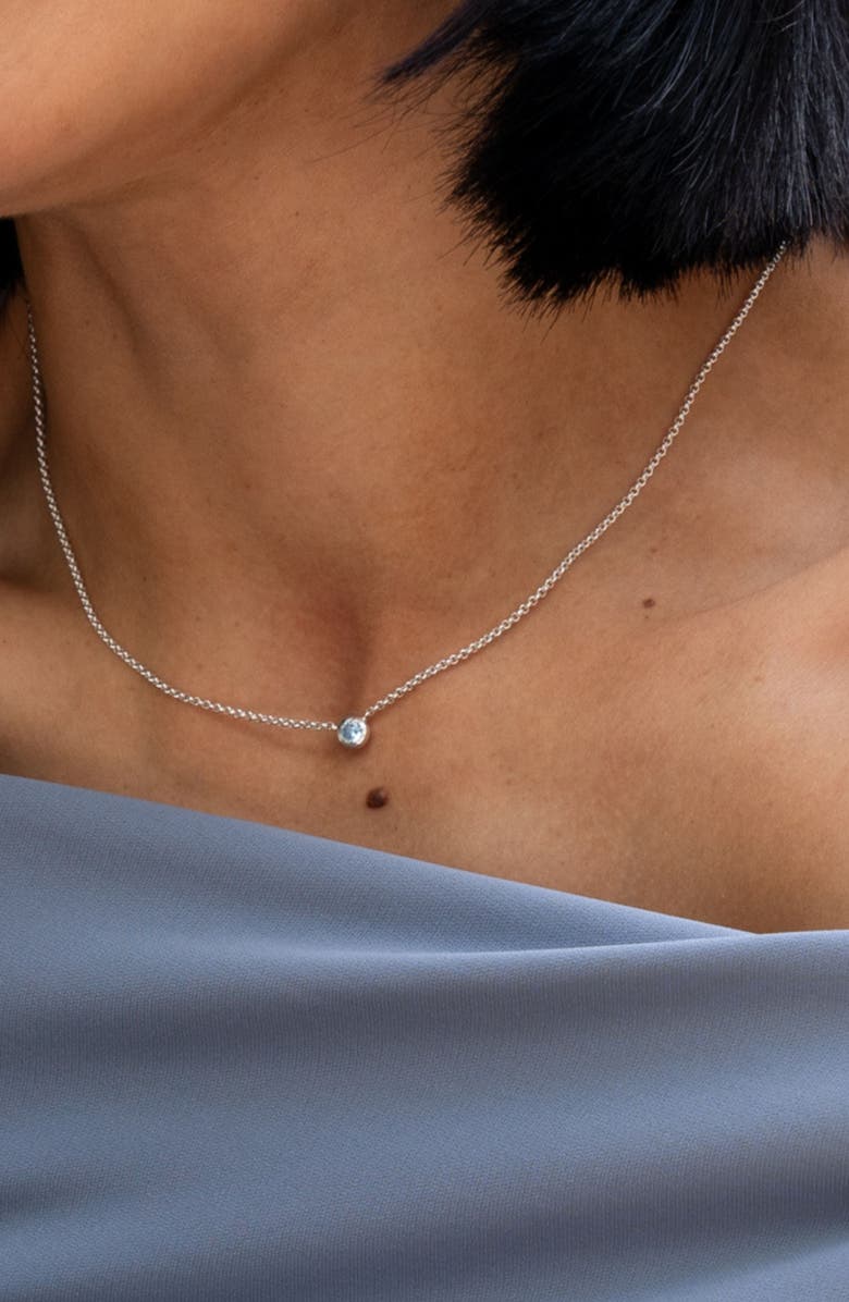 Dower & Hall Aquamarine Round Dewdrop Pendant, Alternate, color, Sterling Silver