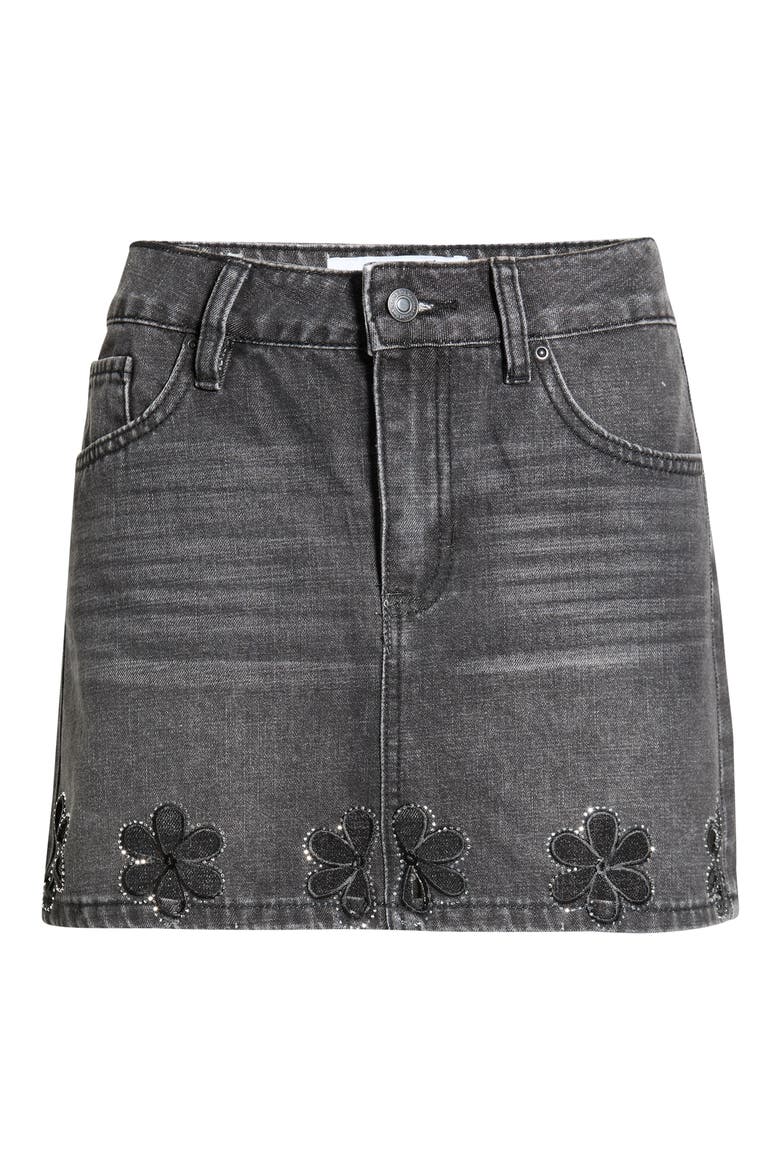 Charli Denim Miniskirt, Main, color, BLACK WASH