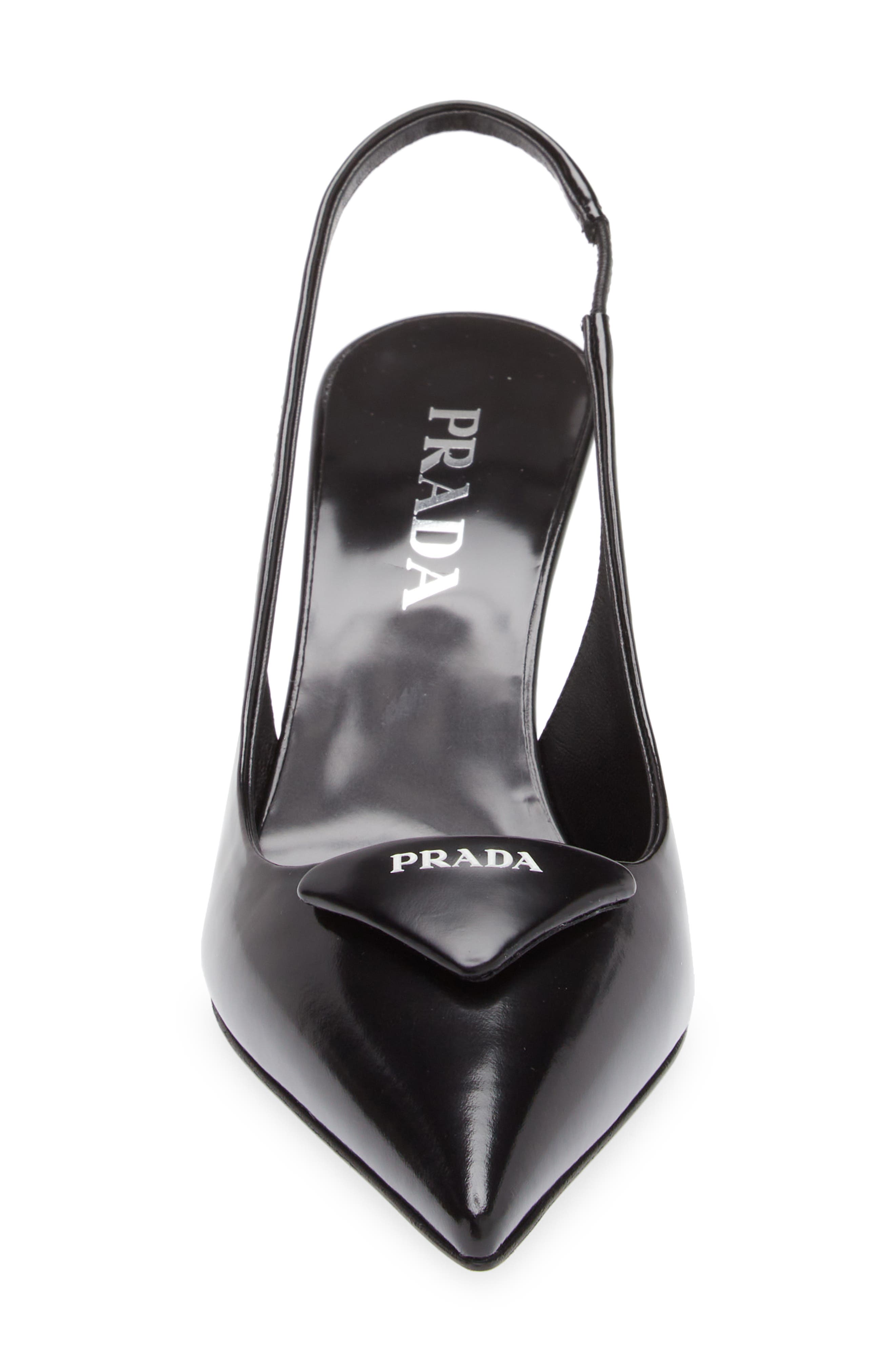 Prada Modellerie Pointed Toe Slingback Pump, Alternate, color, Black