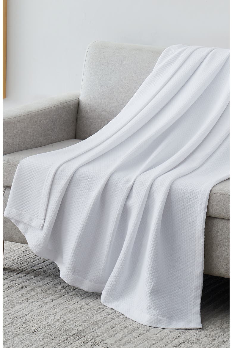 Milton Cotton Luxury Blanket, Alternate, color, WHITE
