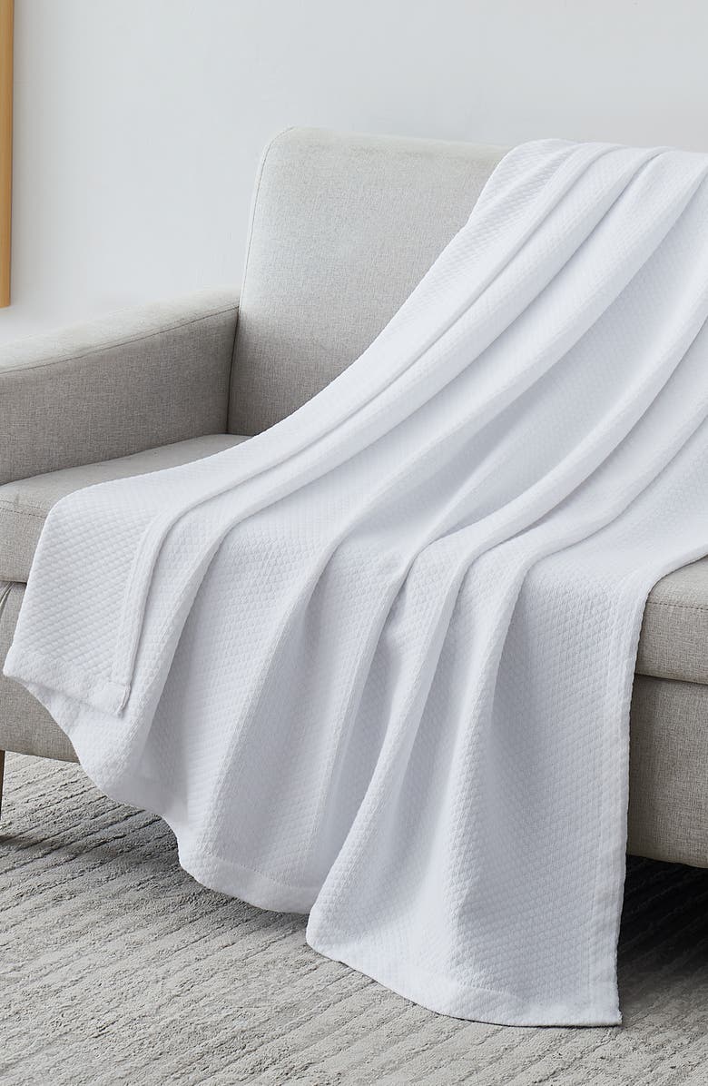SOUTHSHORE FINE LINENS Milton Cotton Luxury Blanket, Alternate, color, White