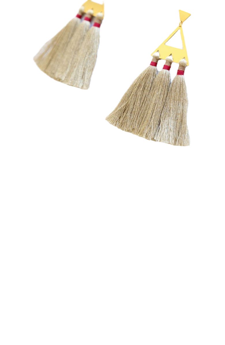 Fosterie Trío Tassel Earring, Alternate, color, Tan