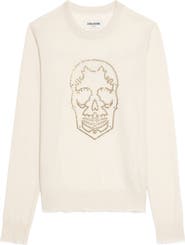 Zadig & Voltaire West Strass Rhinestone Skull Cashmere Sweater