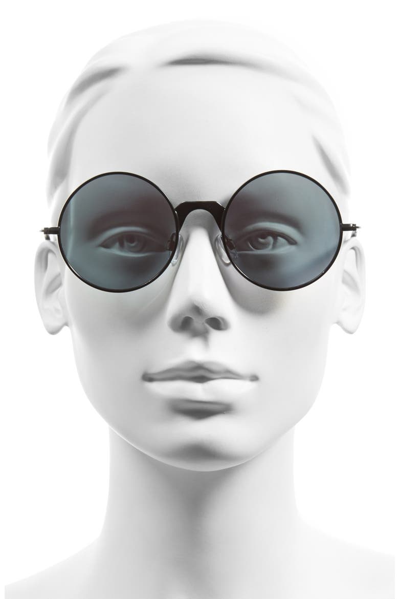 'Poolside Punk' 53mm Retro Sunglasses, Alternate, color, MATTE BLACK/ PEACH MIRROR