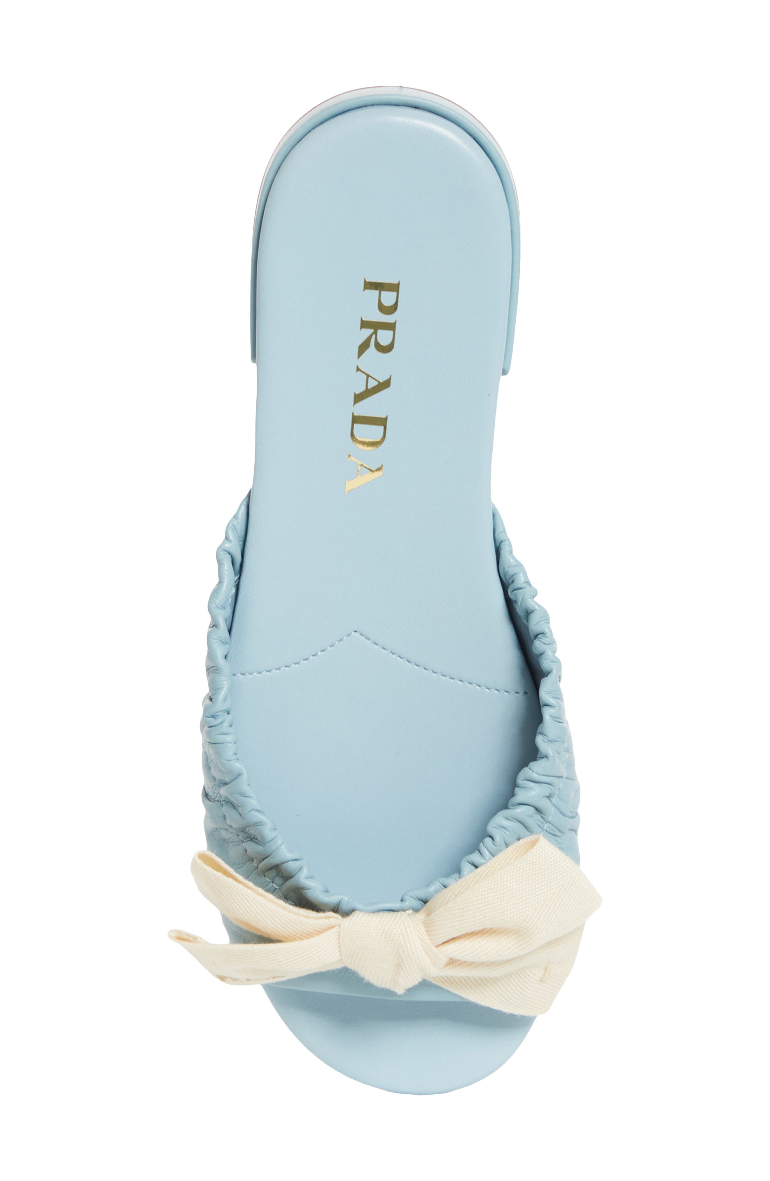 Prada Bow Slide Sandal, Alternate, color, Lago