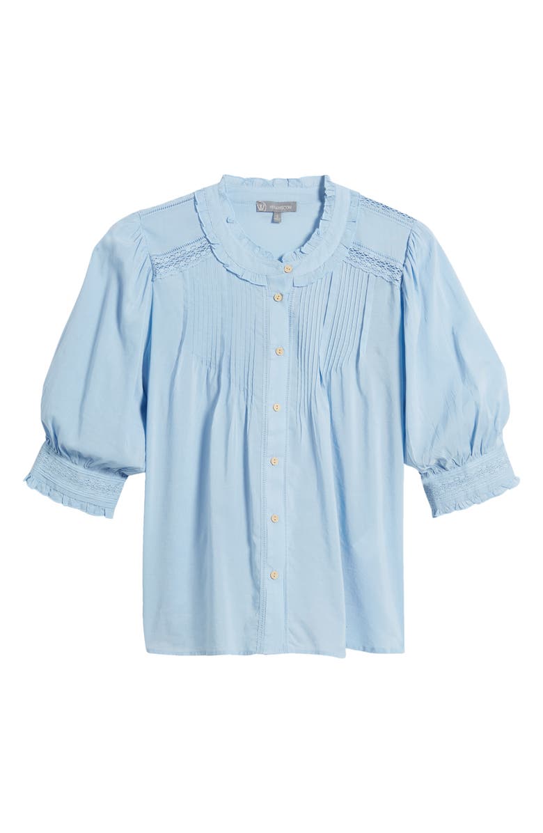 Wit & Wisdom Lace & Pintuck Cotton Blend Shirt, Alternate, color, 