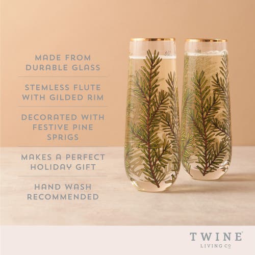 Twine Woodland Stemless Champagne Glasses, Set Of 2 In Green