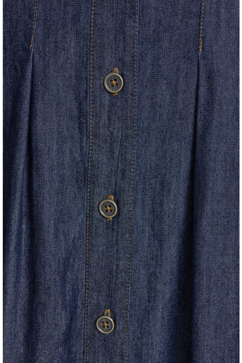 Sleeveless Cotton Blend Chambray Shirtdress, Alternate, color, DARK WASH