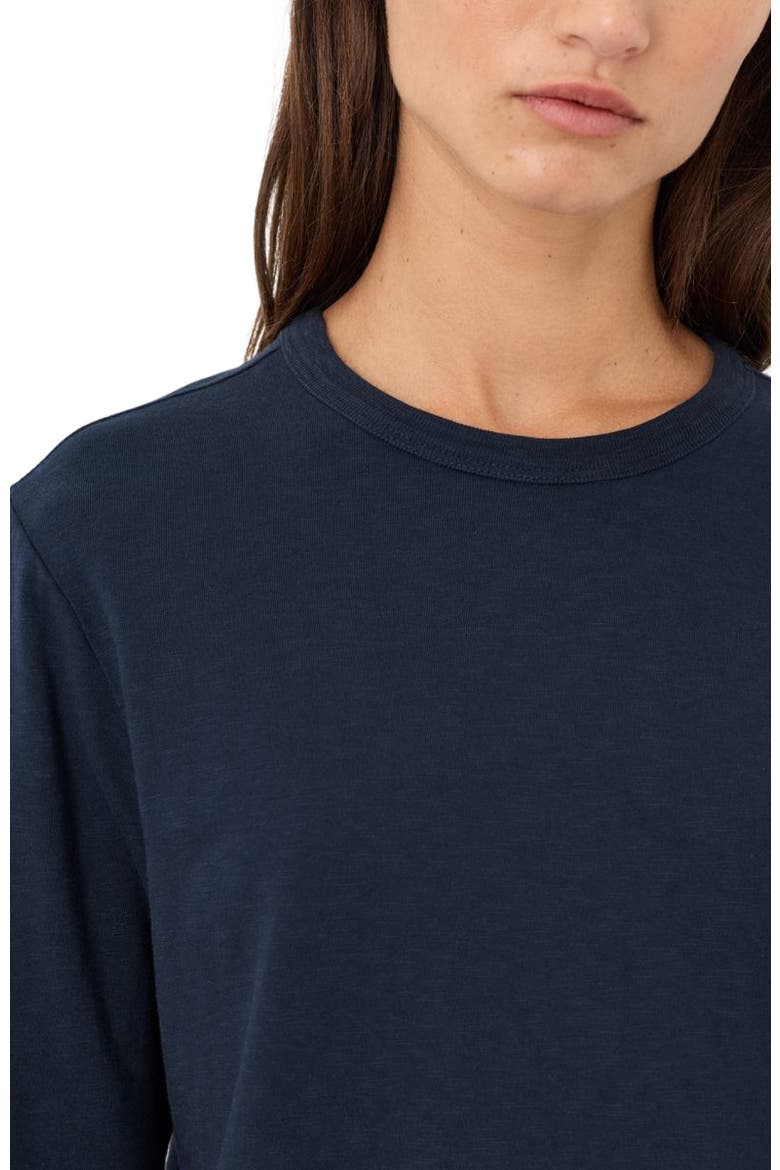 Organic Cotton Soft-Slub Essential Crewneck Long Sleeve Tee, Alternate, color, Navy