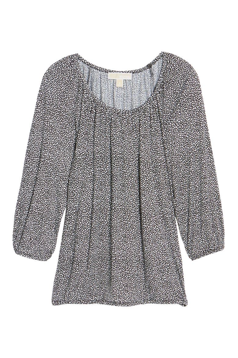 Giraffe Peasant Blouse, Alternate, color, BLACK/WHITE