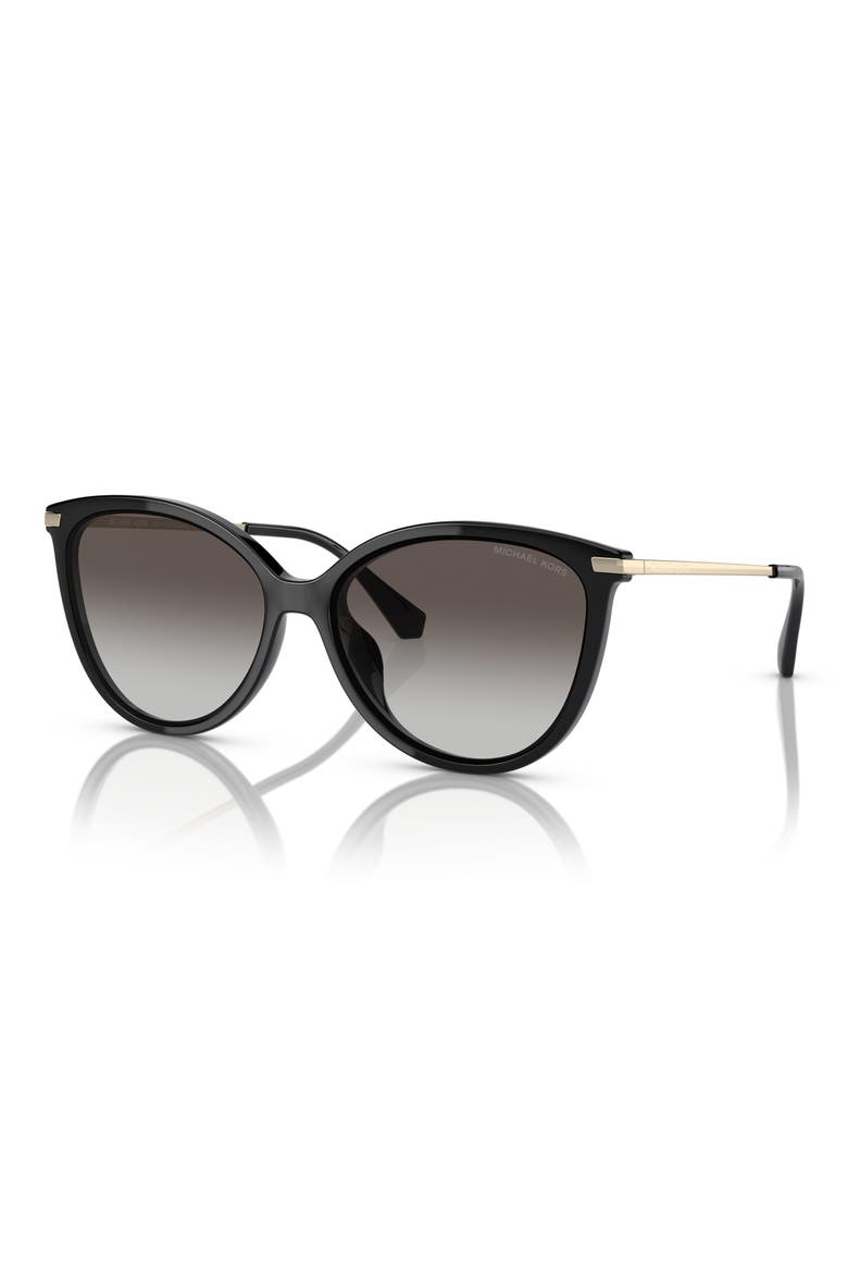 56mm Gradient Cat Eye Sunglasses, Alternate, color, BLACK