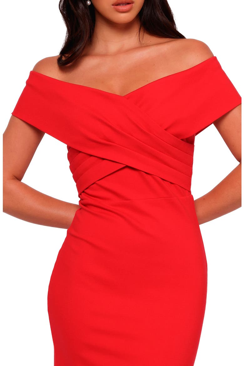 Dailene Off the Shoulder Midi Dress, Alternate, color, RED