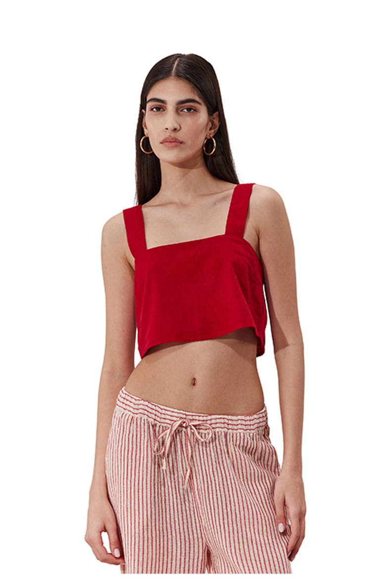 Terra Square Neck Crop Top Cover-Up, Main, color, Red