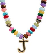BaubleBar Semi Precious Bubble Initial Pendant Necklace