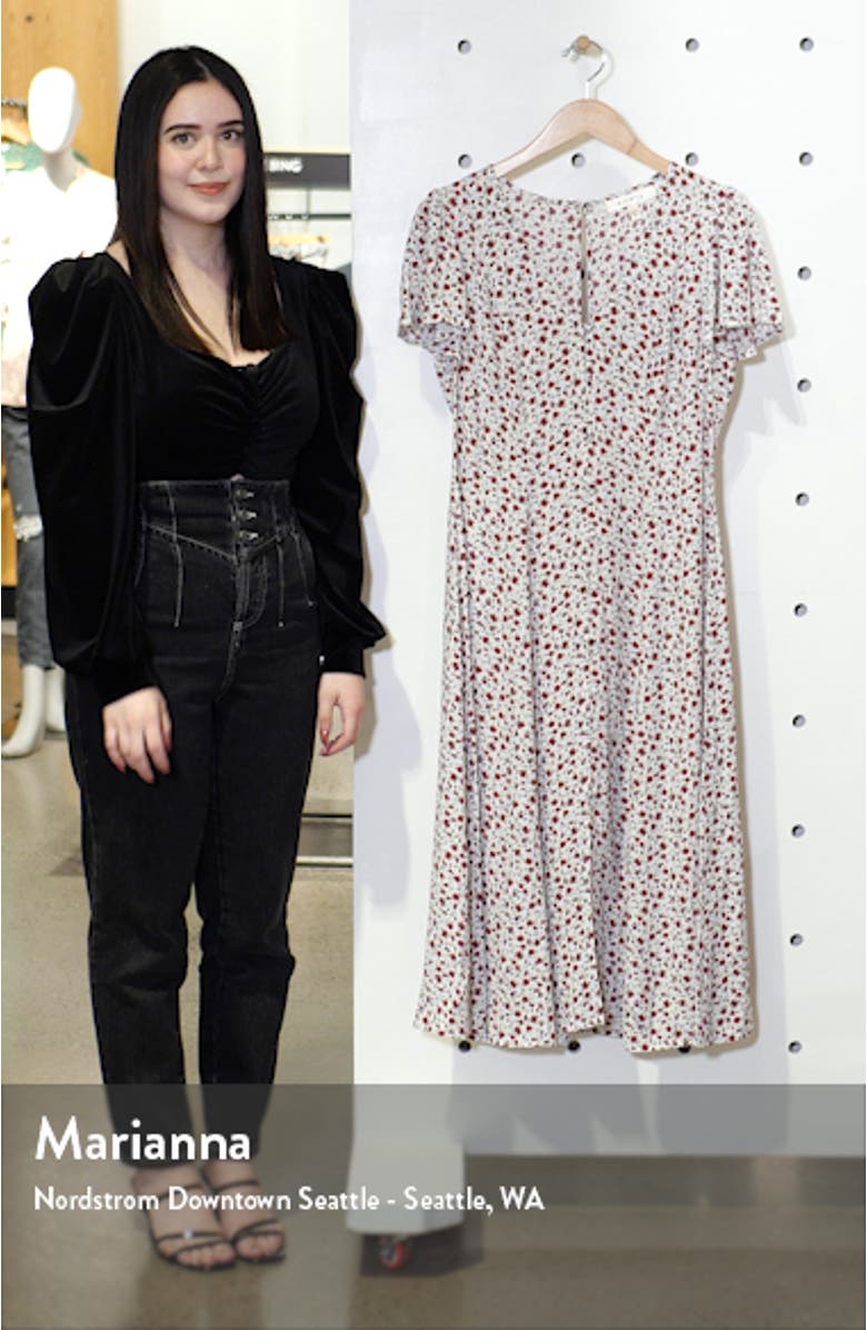 Button Front Flutter Sleeve Midi Dress, sales video thumbnail