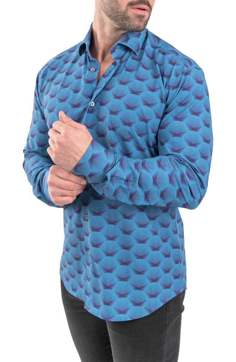 Maceoo Einstein Stretch Horizon Button-Up Shirt, Alternate, color, Blue