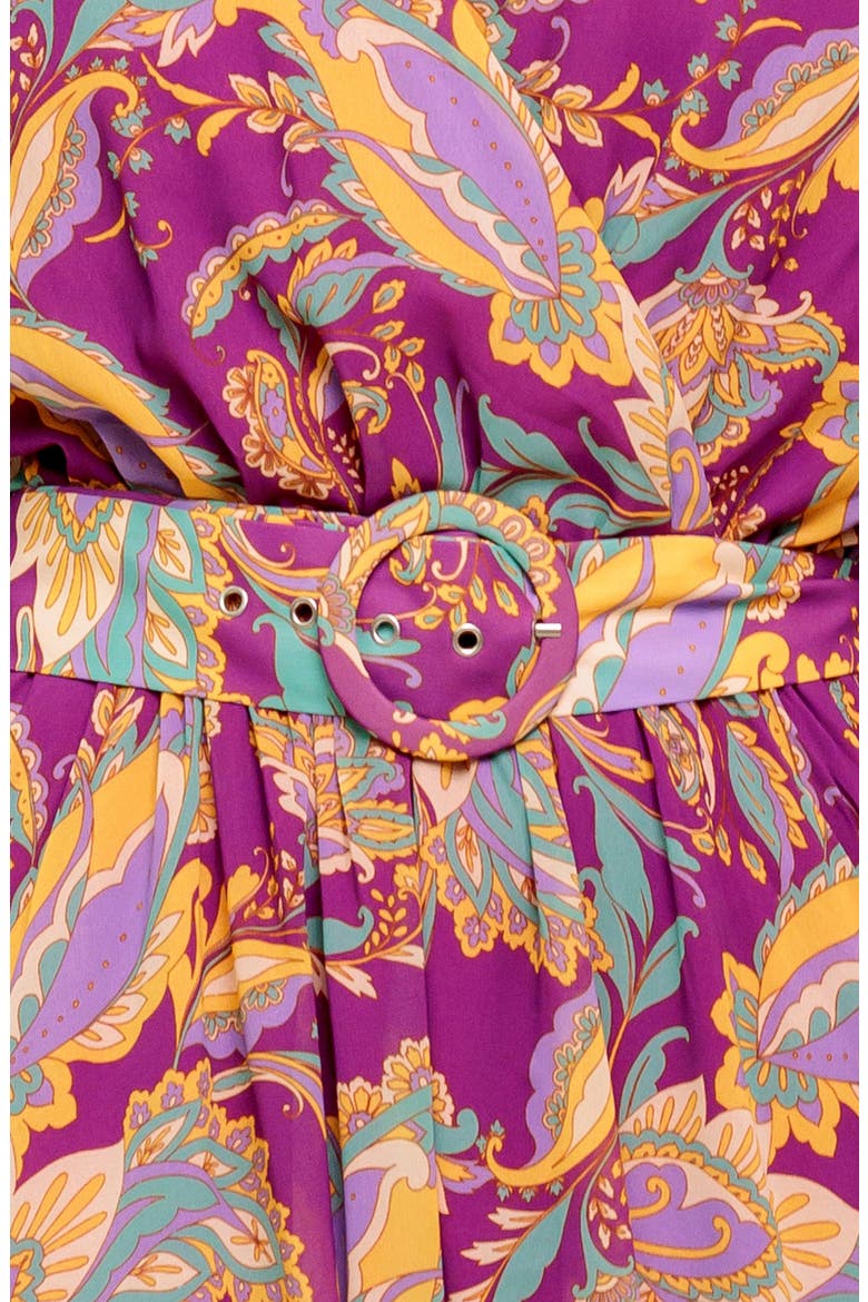 Print Long Sleeve Midi Dress, Alternate, color, PURPLE