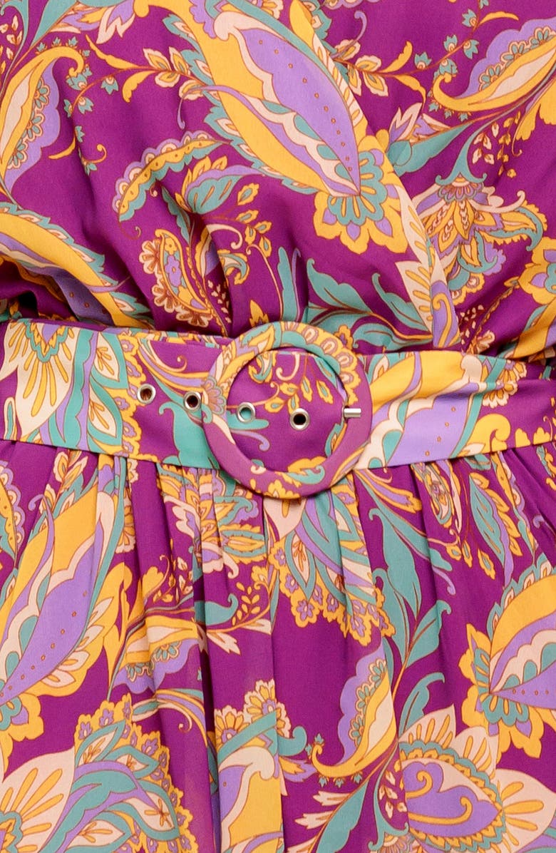 FLYING TOMATO Print Long Sleeve Midi Dress, Alternate, color, Purple