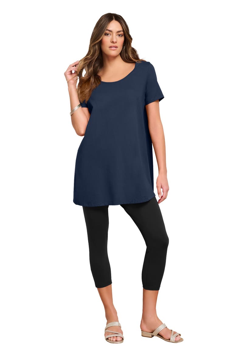 Plus Size Cotton Ultimate Scoopneck Swing Tunic, Main, color, NAVY