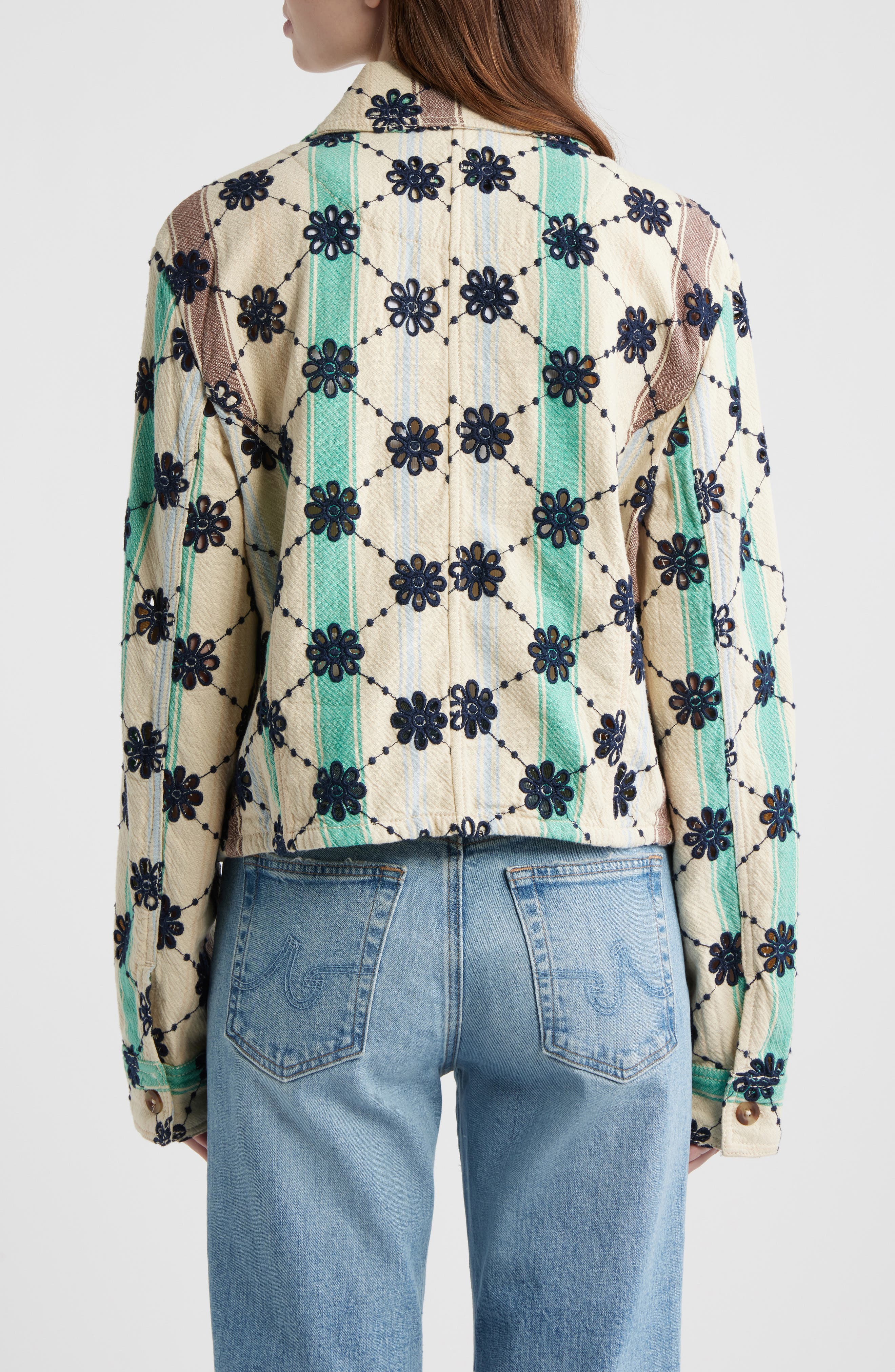 Cassie Mod Stripe Eyelet Cotton Jacket - image 2