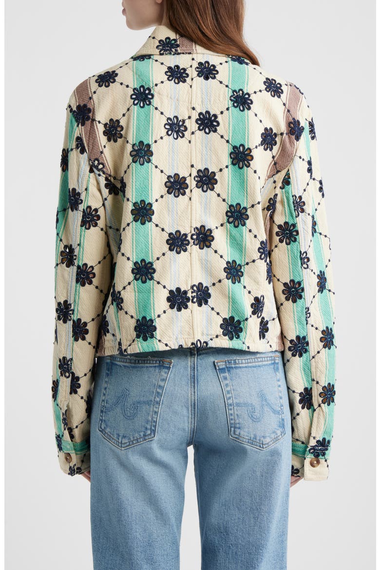 Cassie Mod Stripe Eyelet Cotton Jacket, Alternate, color, IVORY COMBO - STRIPE