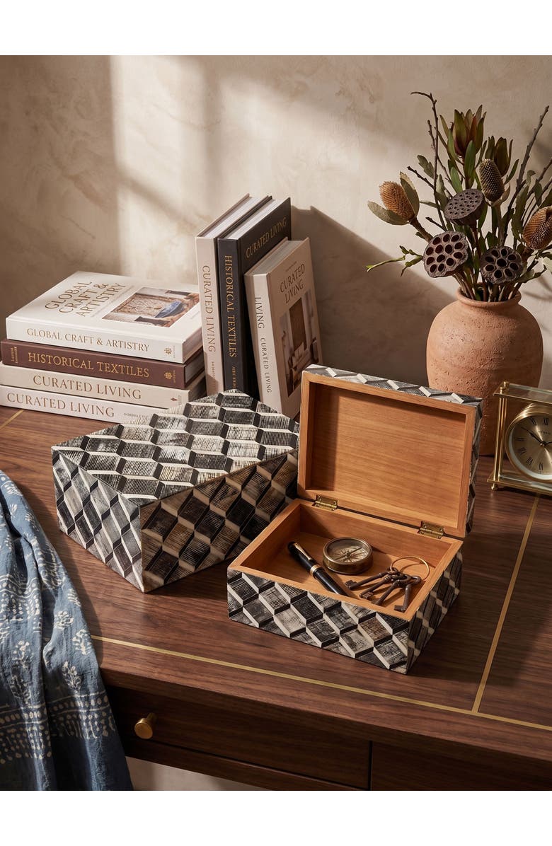 GAURI KOHLI Leela Decorative Boxes, Set of 2, Alternate, color, Brown