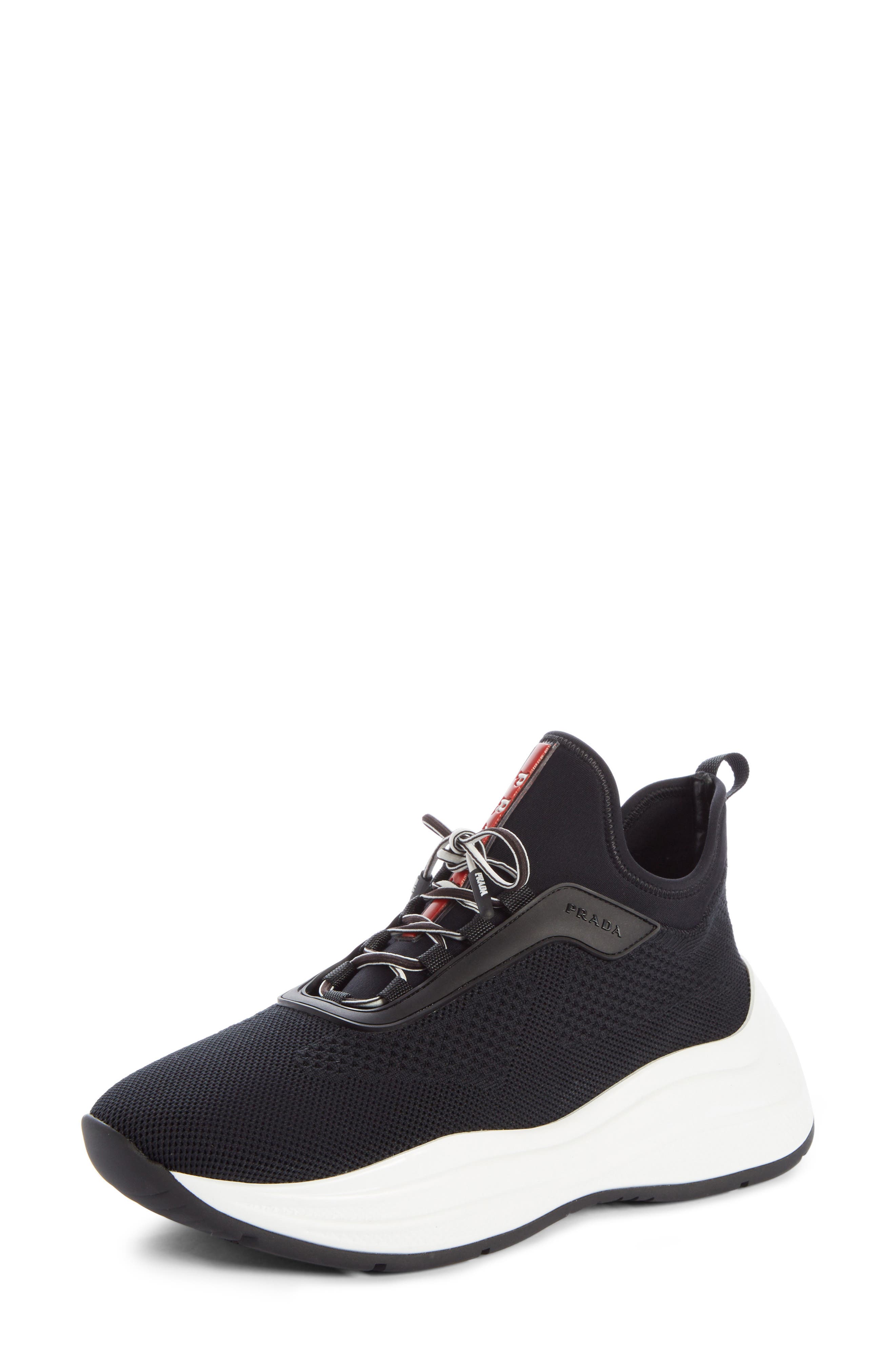 Prada Knit Sock Sneaker, Main, color, 