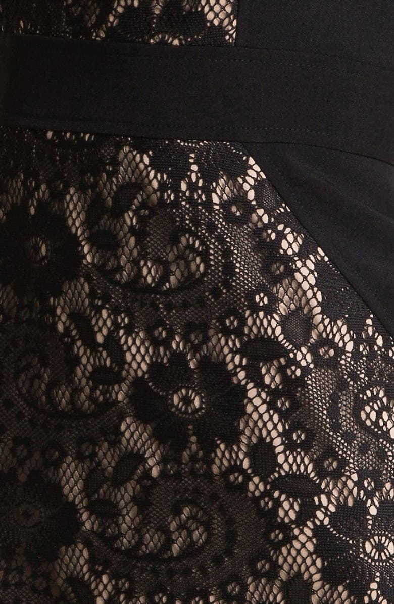 Adrianna Papell Lace Inset Crepe Sheath Dress, Alternate, color,