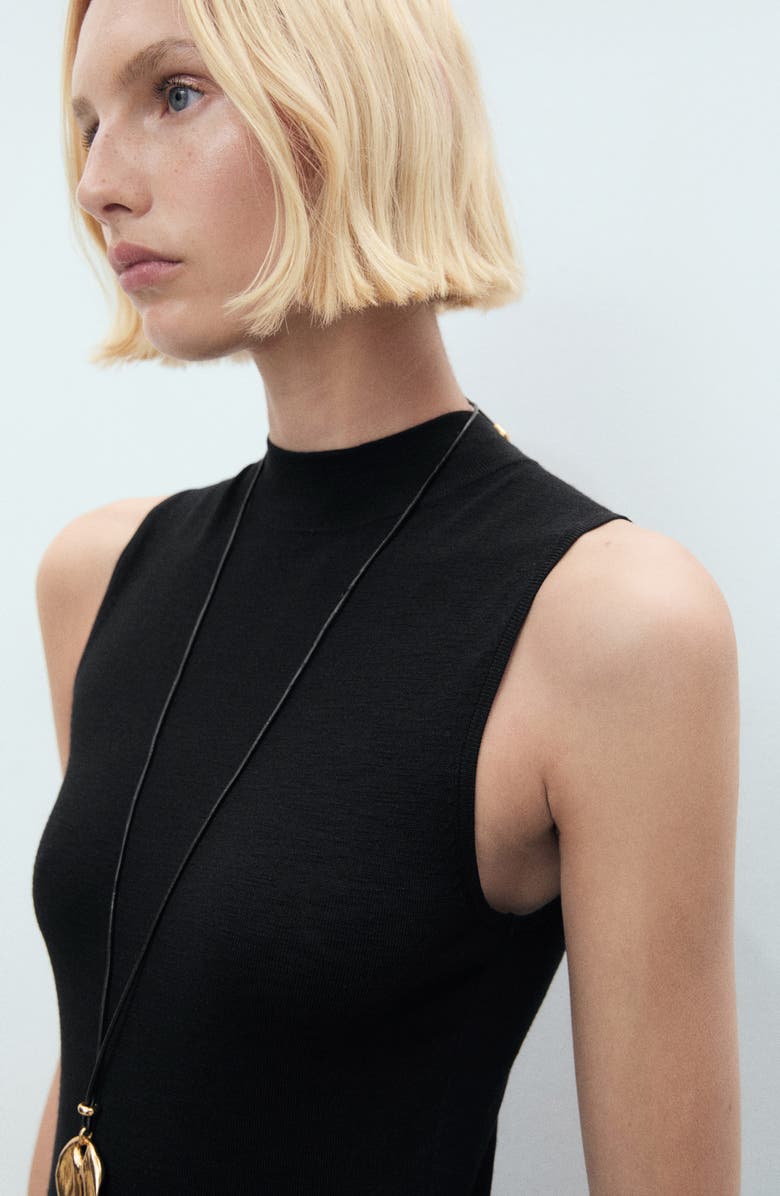 MANGO Knit Flared Maxi Dress, Alternate, color, Black