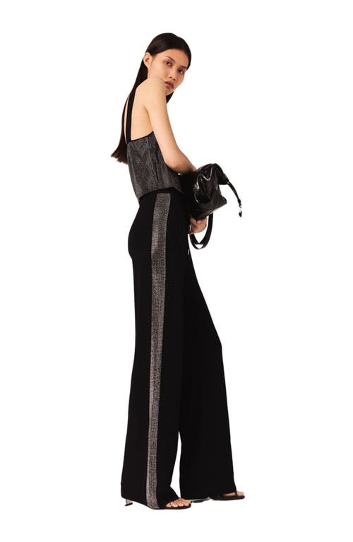 Maje Woman's Viscose Strappy Diamanté Knit Top For Fall/winter In Black