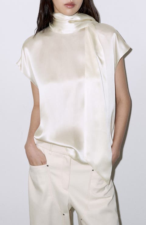 Silk Turtleneck Top