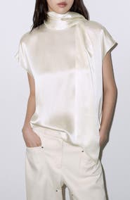 MANGO Silk Turtleneck Top