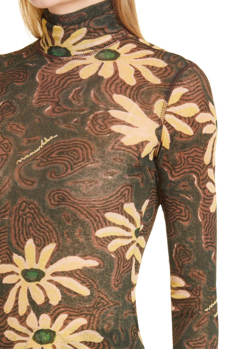 Nanushka Harri Floral Print Turtleneck Top, Alternate, color, 