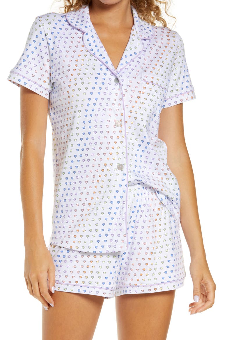Disco Hearts Polo Short Pajamas, Main, color, RAINBOW