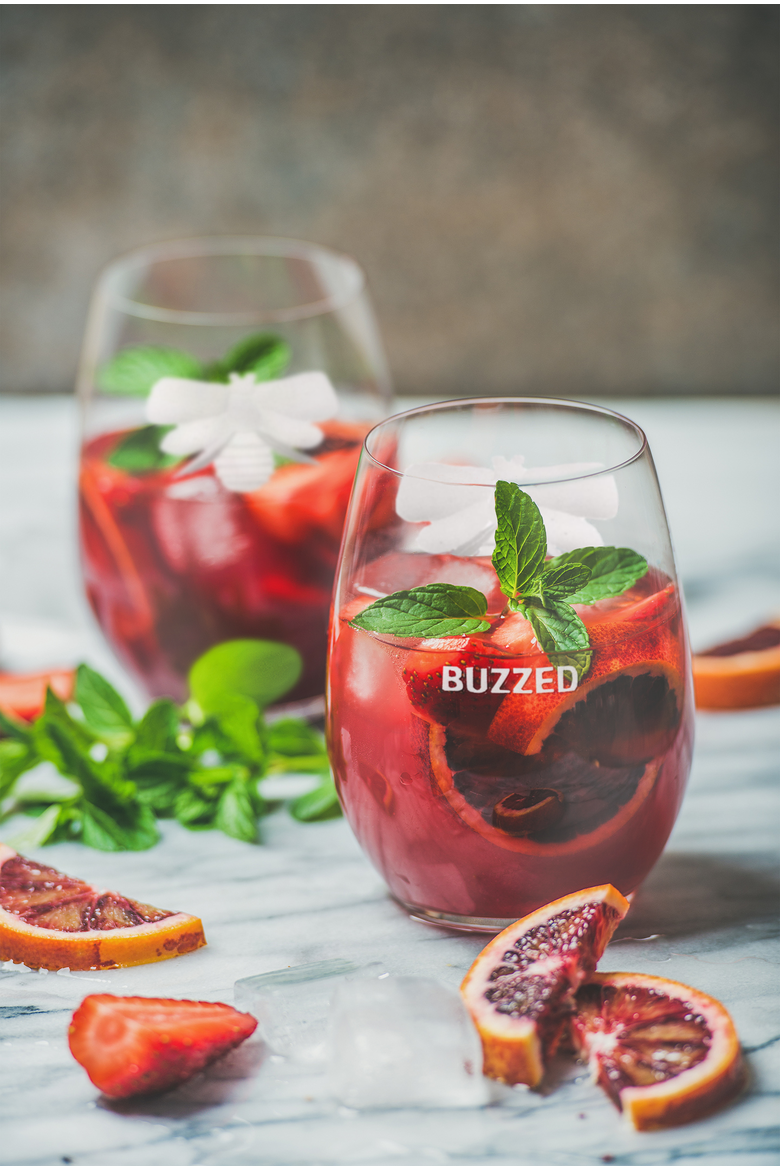 Buzzed Stemless Wine Glasses Clear Drinkware for Spring, Alternate, color, Clear