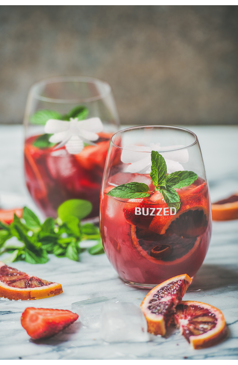 tag Buzzed Stemless Wine Glasses Clear Drinkware for Spring, Alternate, color, Clear