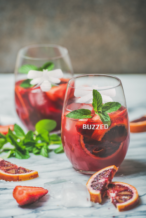 Tag Buzzed Stemless Wine Glasses Clear Drinkware For Spring In White