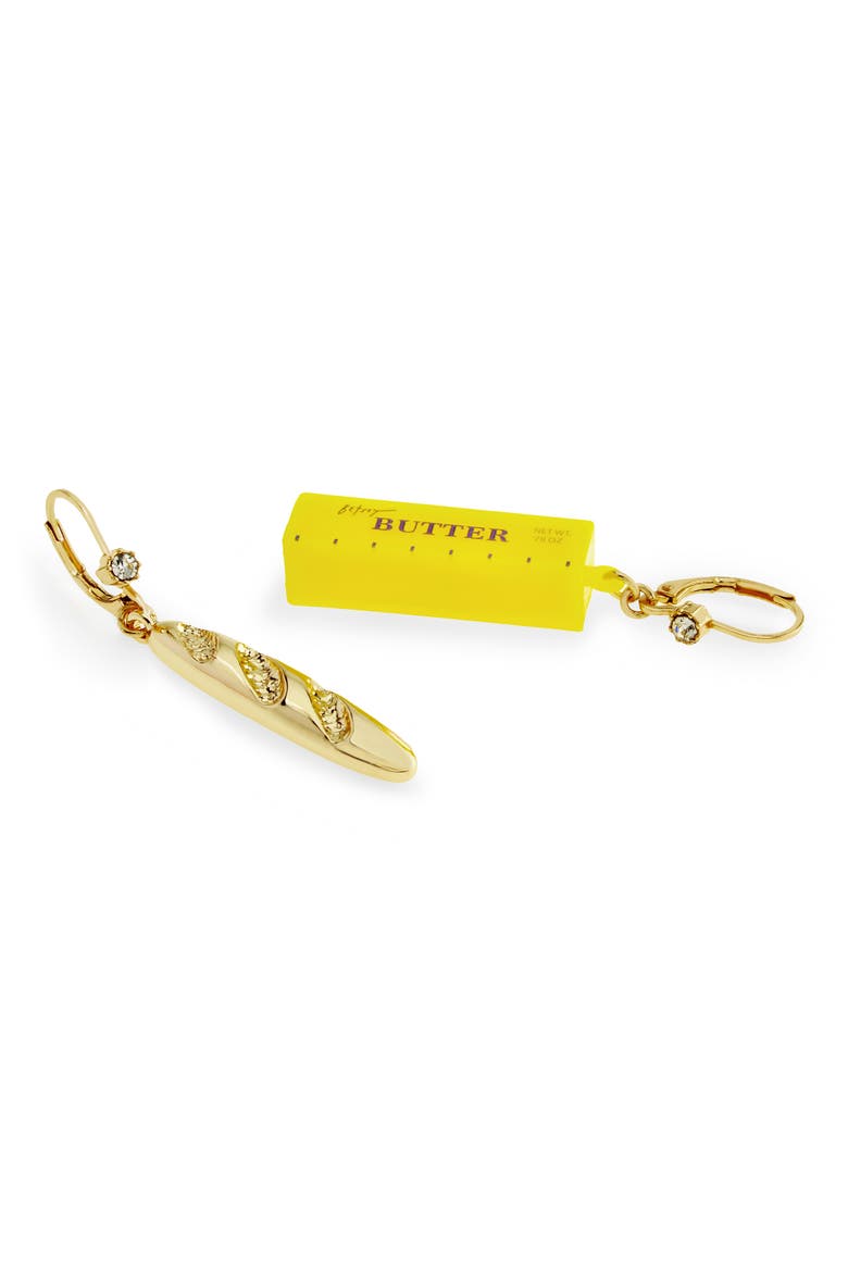 Bread 'n Butter Mismatched Leverback Earrings, Alternate, color, YELLOW